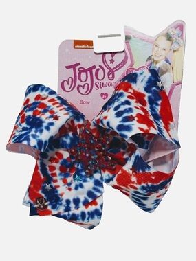 JoJo Siwa Red White Blue Tie-Dye Star Center Hair Bow